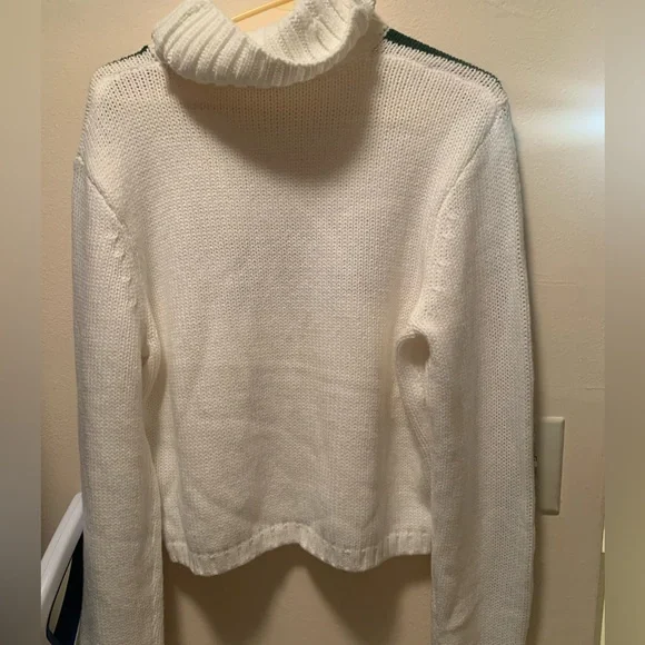 NWT Ellsworth & Ivey LYC White Cropped Sweater with Red and Green Stripes - Picture 5 of 6